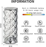 Diamond Rose Crystal Lamp Bedside Acrylic Rechargeable Usb Table Lamp