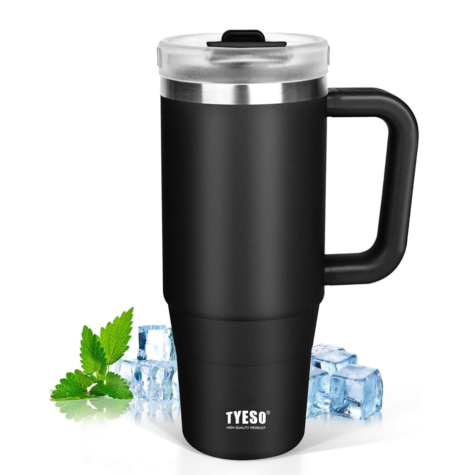 TYESO® Mega-Capacity Sill-Proof Stainless Steel Tumbler with Straw & Cleaning Brush (1200ml) (TS-8868)