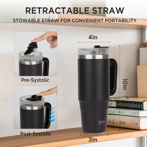 TYESO® Mega-Capacity Sill-Proof Stainless Steel Tumbler with Straw & Cleaning Brush (1200ml) (TS-8868)