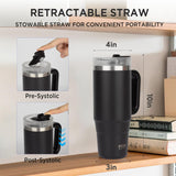 TYESO® Mega-Capacity Sill-Proof Stainless Steel Tumbler with Straw & Cleaning Brush (1200ml) (TS-8868)