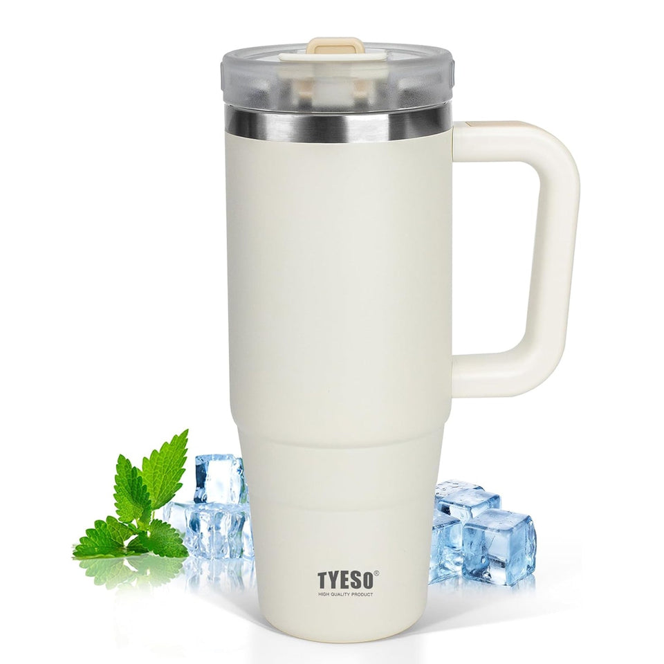 TYESO® Mega-Capacity Sill-Proof Stainless Steel Tumbler with Straw & Cleaning Brush (1200ml) (TS-8868)