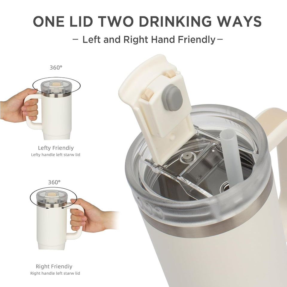 TYESO® Mega-Capacity Sill-Proof Stainless Steel Tumbler with Straw & Cleaning Brush (1200ml) (TS-8868)
