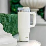 TYESO® Mega-Capacity Sill-Proof Stainless Steel Tumbler with Straw & Cleaning Brush (1200ml) (TS-8868)